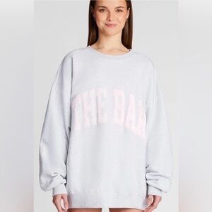 The Bar sweatshirt size large light heather grey with light pink writing NEW